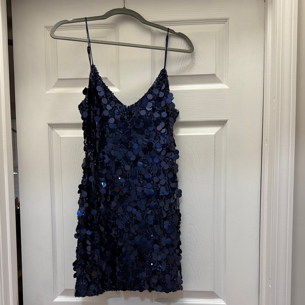 Meshki Navy Sequin Mini Dress